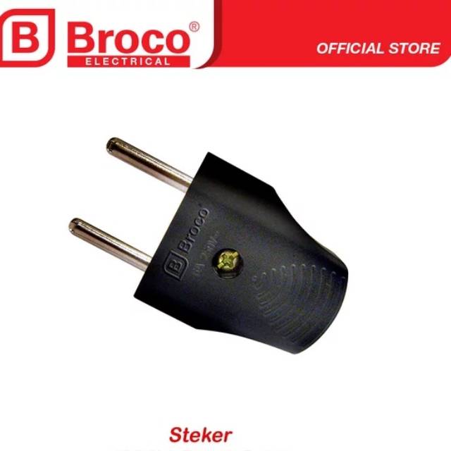 BROCO STEKER GEPENG TWO POLE PLUG JEK LISTRIK GEPENG MERK BROCO ISI 1 PACK