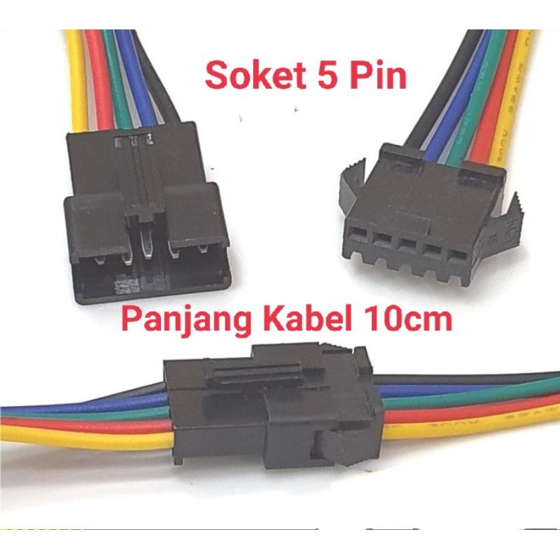 Soket 5 Pin Terminal Kabel Male Female 5 PIN - 5 Kabel