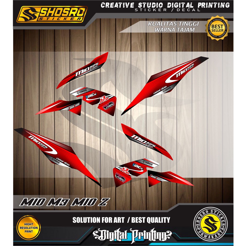 VARIASI MOTOR YAMAHA MIO M3 MIO Z STRIPING/STIKER RACING VARIASI MERAH STYLE POLET PUTIH