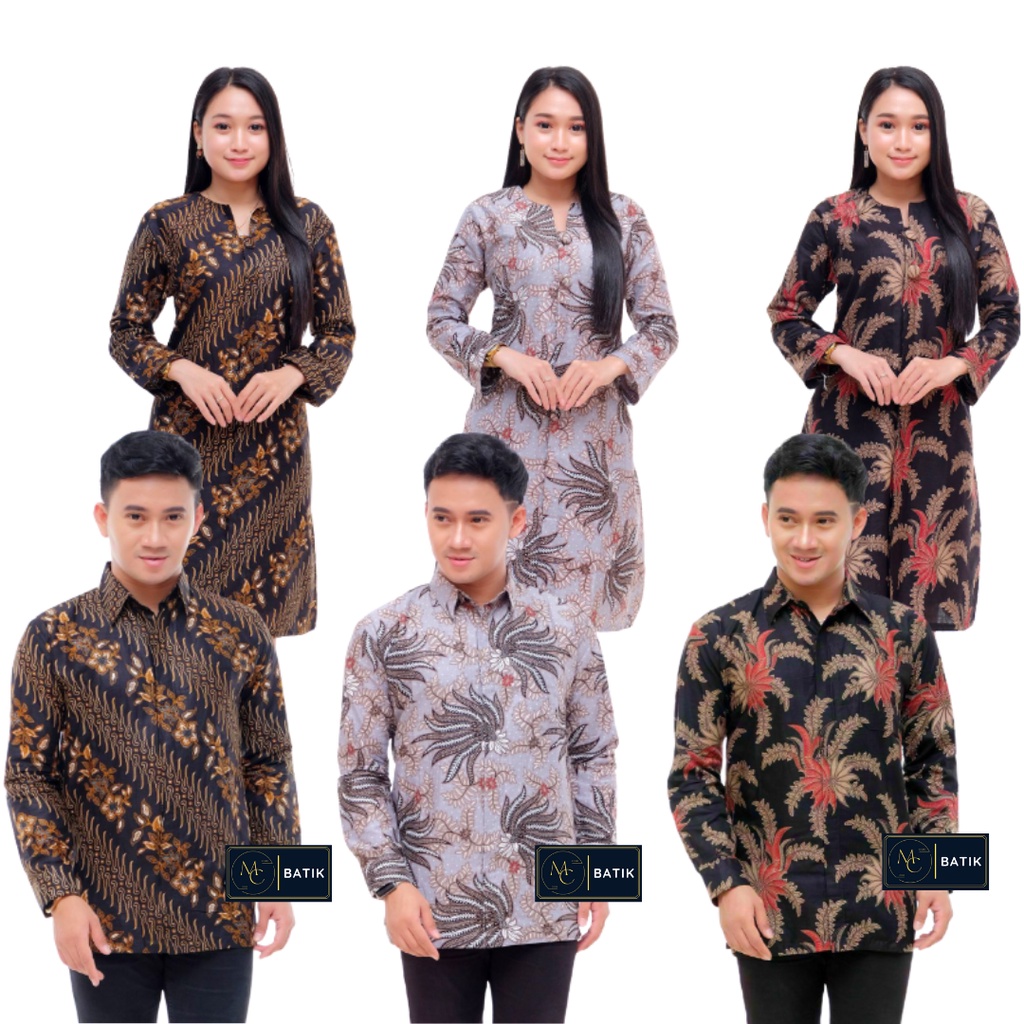 Batik Couple (MC Batik) - Atasan Batik Couple Tunik Floy Kemeja Lengan Panjang Bahan Katun M L XL XXL Jumbo