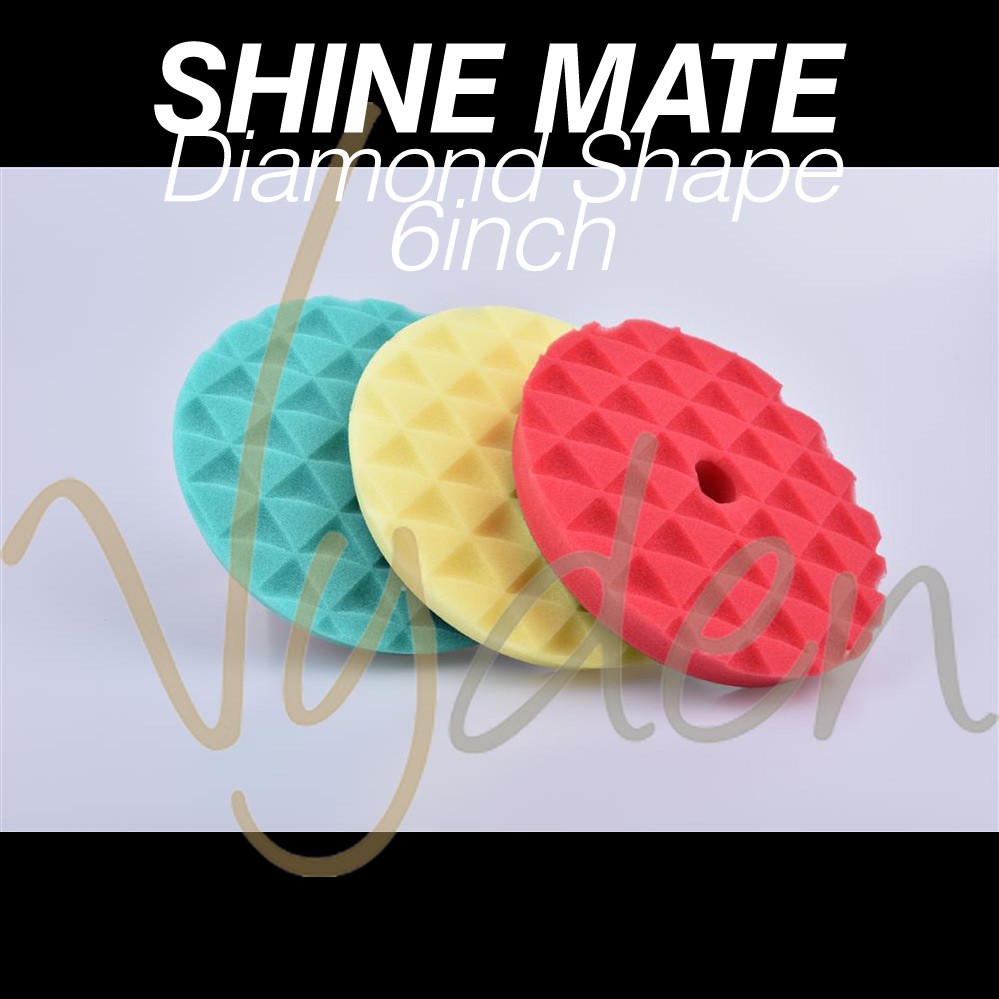 SHINE MATE Diamond Foam Pad 6in GREEN, YELLOW &amp; RED 1 set MURAH