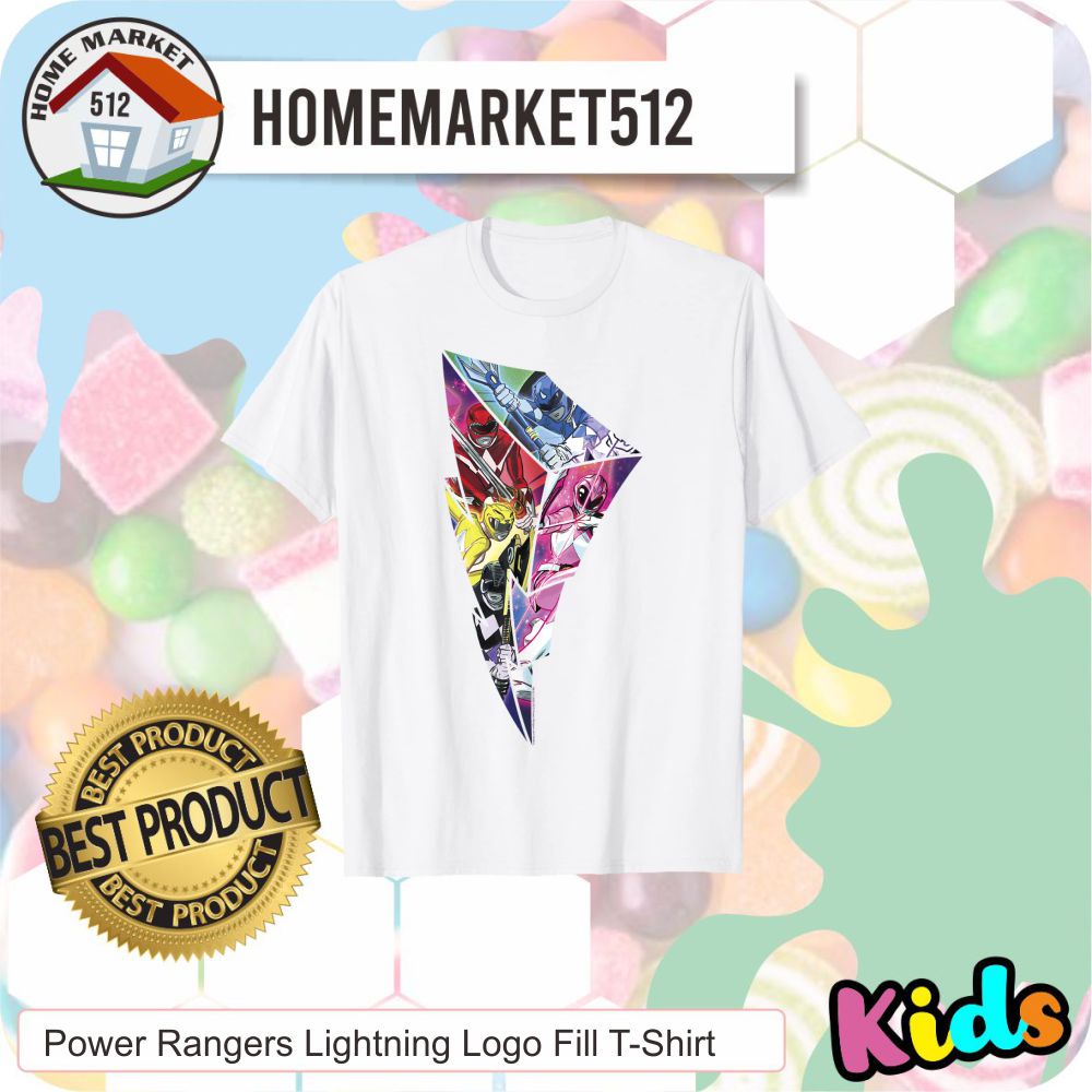KAOS ANAK Power Rangers Lightning Logo Fill T-Shirt KAOS ANAK LAKI-LAKI DAN PEREMPUAN PREMIUM-0