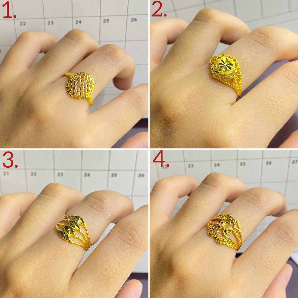 Cincin anak dan dewasa emas asli kadar 16k 70 lokal 65 kerawang lebar polos branded love bunga