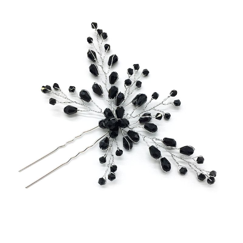 Siy Jepit Rambut Kristal Hitam Gaya Gothic Untuk Pengantin Wanita