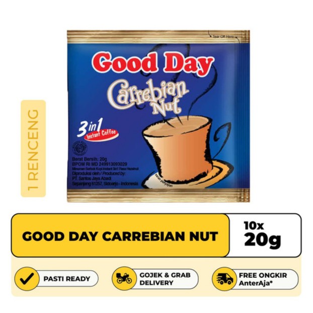 

GOOD DAY CARREBIAN NUT 3IN1 20G X ISI 10SACHET