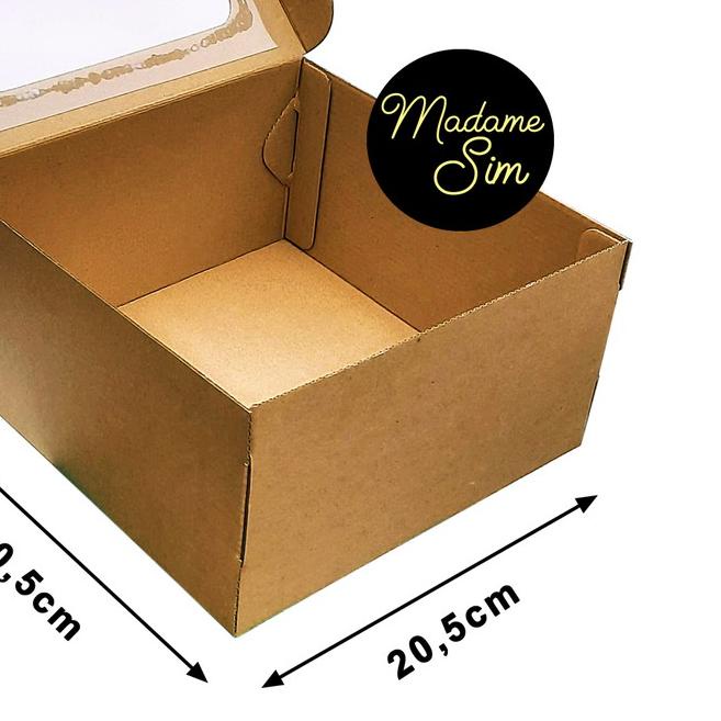 

KOTAK KUE - CAKE BOX 20 x 20 x 13 CM - COKLAT + JENDELA (ISI : 10 PCS)