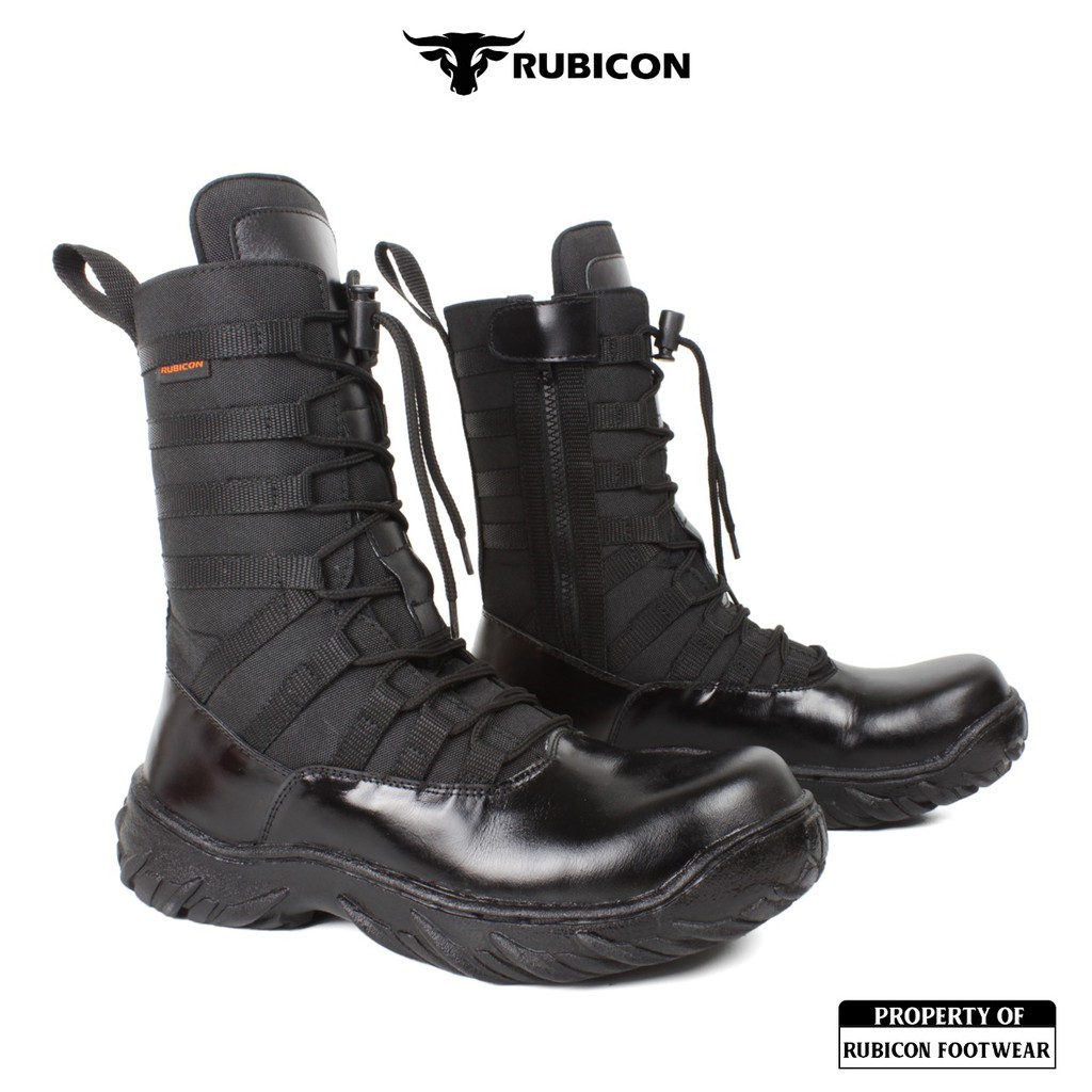 SEPATU BOOTS SAFETY TACTICAL TRACKING RUBICON NINJA JAGUAR UJUNG BESI PREMIUM QUALITY