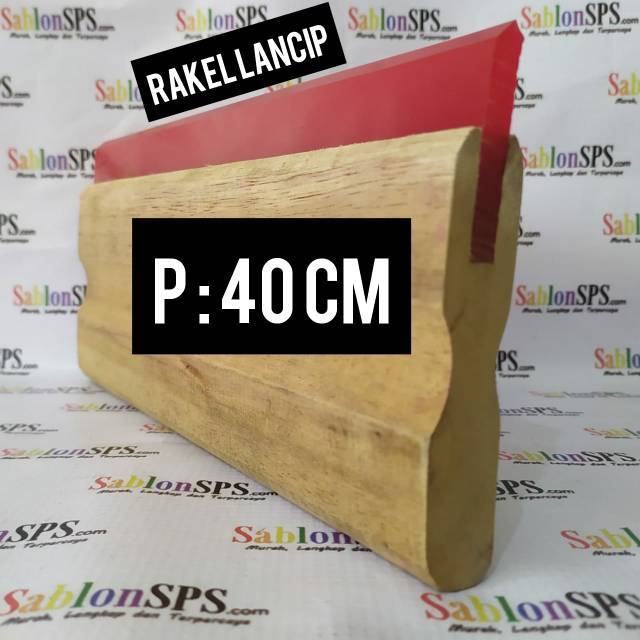 RAKEL SABLON MERAH LANCIP BESAR 7X50MM SET GAGANG KAYU P. 40CM