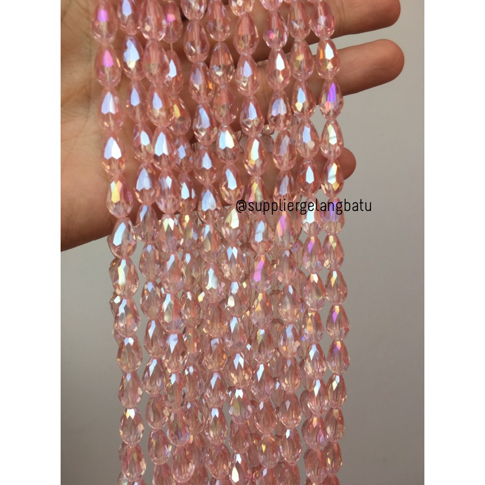 kristal Tetes ceko 13mm x 8mm LIGHT PINK beads crystal cokelat PREMIUM aksesoris craft bahan grosir