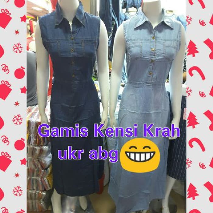 ABG Gamis Kensi Kerah Soft Jeans - Biru Muda