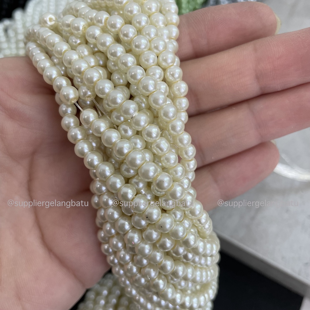 MUTIARA BERAT 4MM Lengkap Semua Warna Mutsin Manik Gelang Kalung Murah