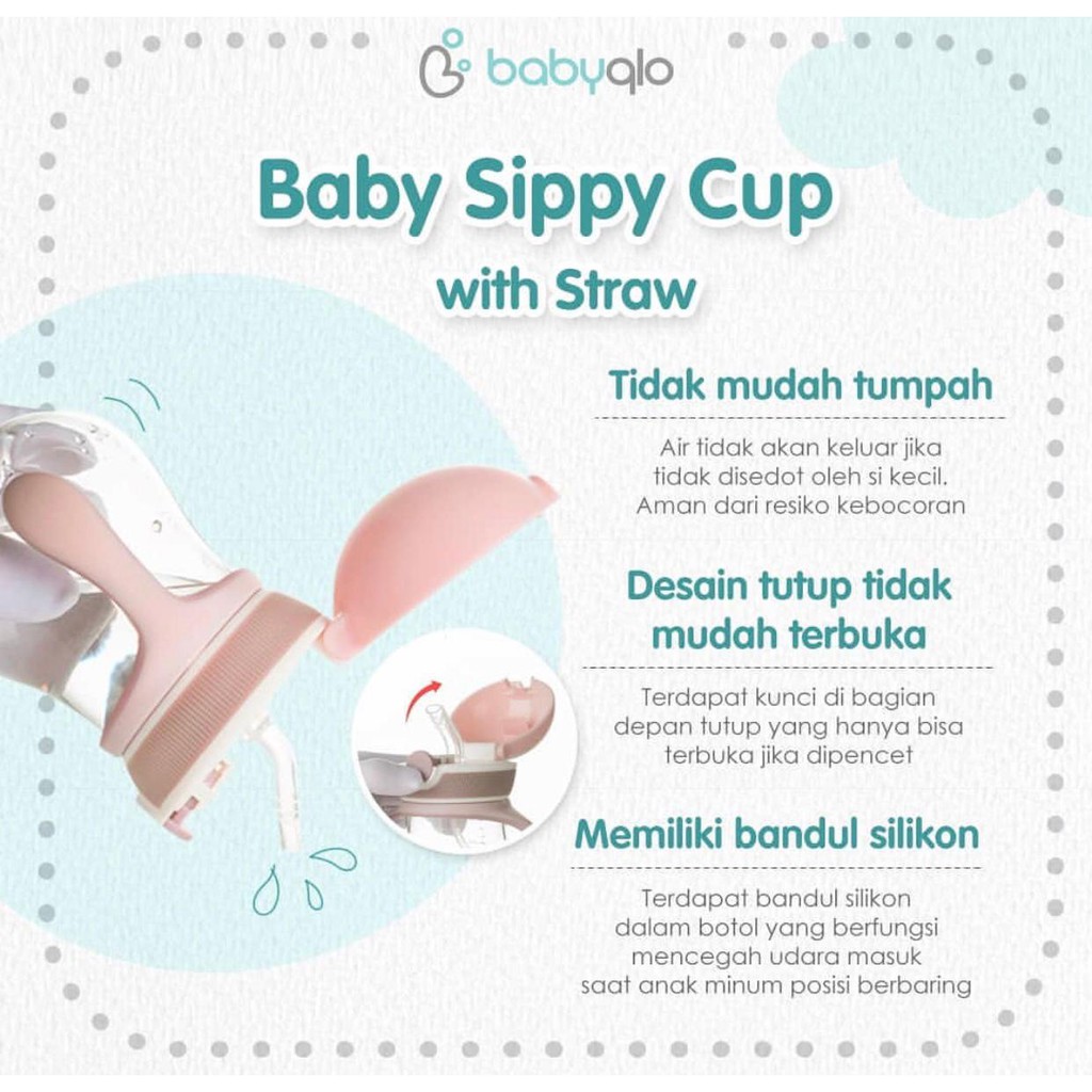 BabyQlo Sippy Cup with Straw BQSBT7001 - Botol Minum Balita