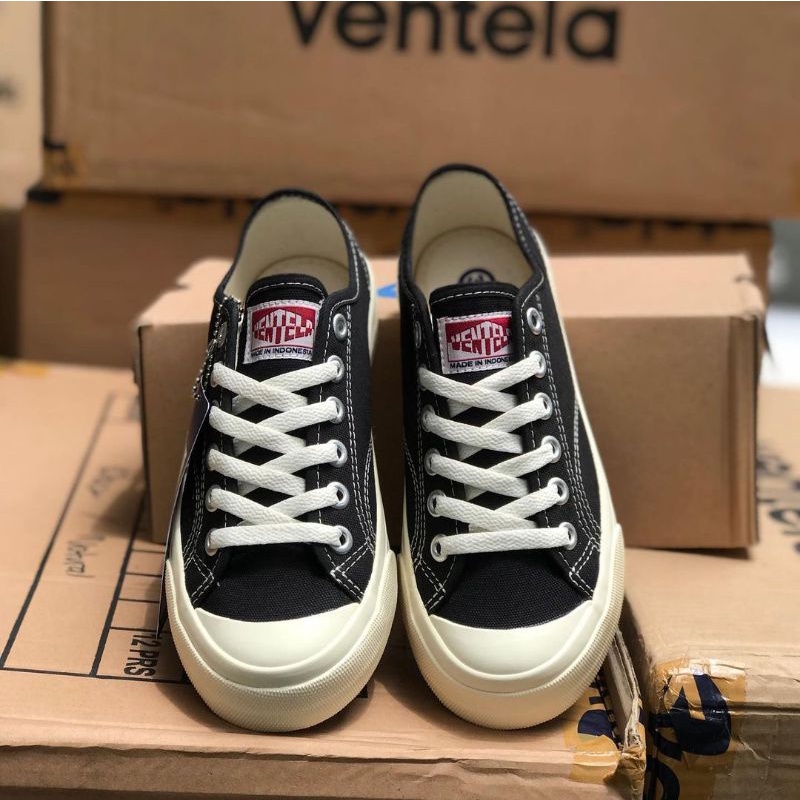 Sepatu Vantela Basic Low Black Natural Ventela Black White Original 100%-7