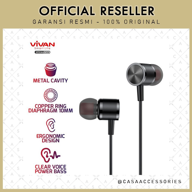 Vivan Q11s In Ear Earphone Android iPhone Metal Bass Ergonomic Design