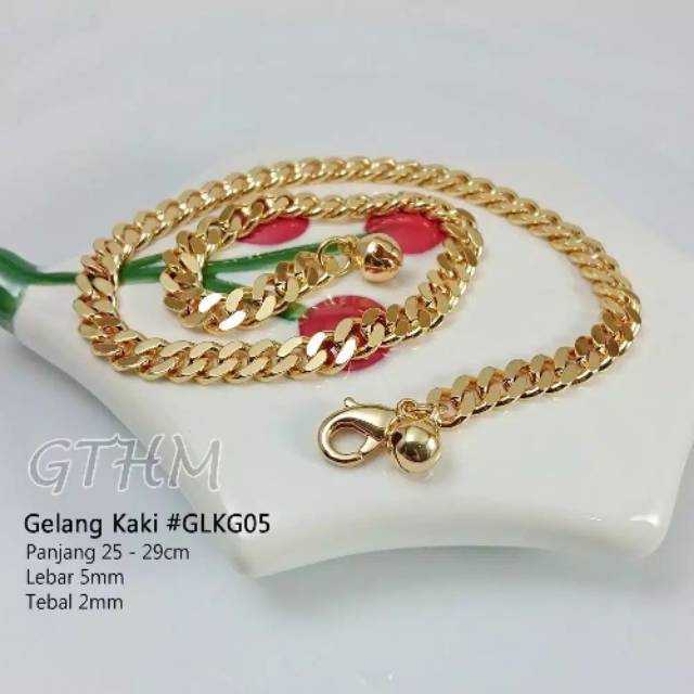 Gelang kaki dewasa lapis emas 24k