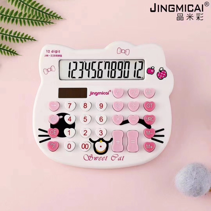 Kalkulator karakter Head Hello Kitty / Kalkulator dagang ( KT-2288 )  ukuran 14cm x 12.3 cm   Angka 12 Digit  Calculator Hello KItty termurah