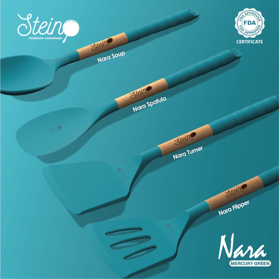 Silikon Turner Fipper Spatula Soup Steincookware Nara Quartet Stein Alat Masak Silicon Food Grade Sendok Sop Sutil