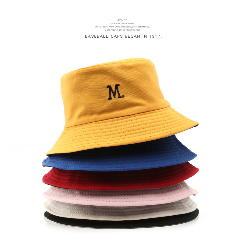 NEXTSTOPID-216 Topi bucket inisial M bolak balik bordir simple