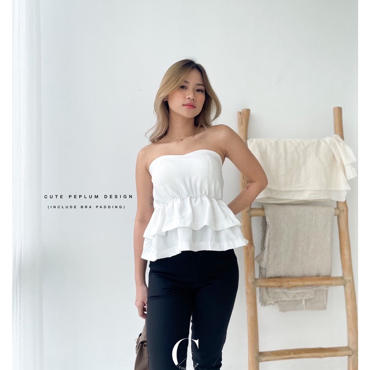 KIMMY TOP - ATASAN STRAPLESS PEPLUM PREMIUM WANITA