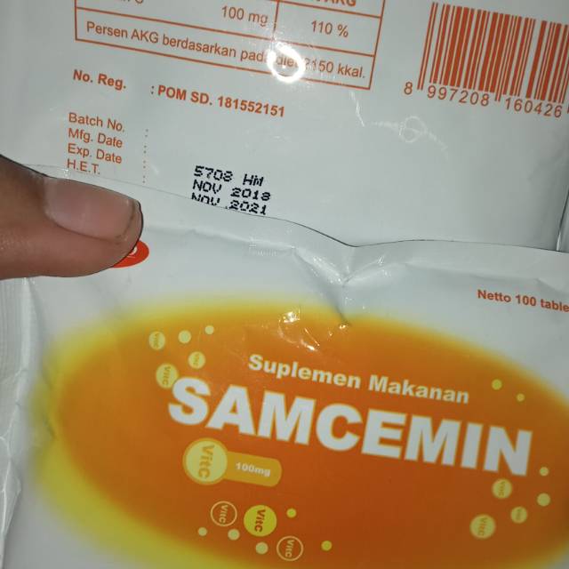 Vitamin C Samcemin 100 mg isi 100 tablet salut gula