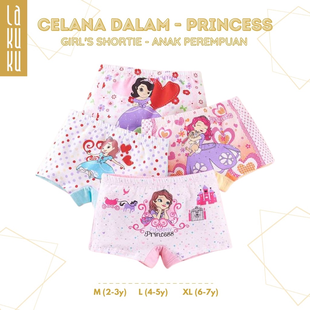 Lakuku - Celana Dalam Anak Perempuan 1-10 th Underwear Katun Premium Impor Shortie Princess