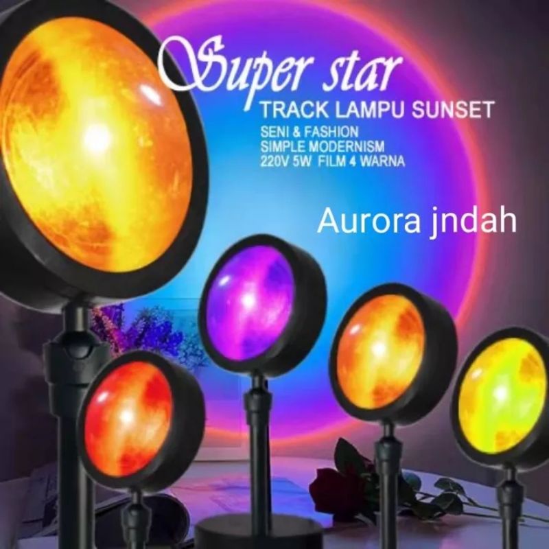 Lampu Sunset DC 5V DAN AC220V Lampu Fill Proyektor Lampu Tidur Led Motif Matahari Terbenam Warna Pelangi Sunset Red