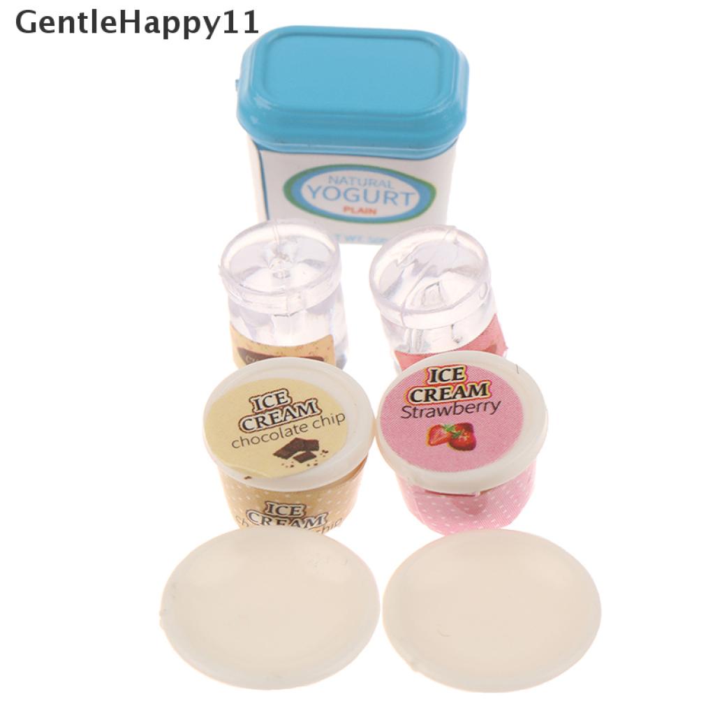 Gentlehappy 7Pcs / Set Mainan Miniatur Yogurt / Es Krim Untuk Aksesoris Dapur Rumah Boneka