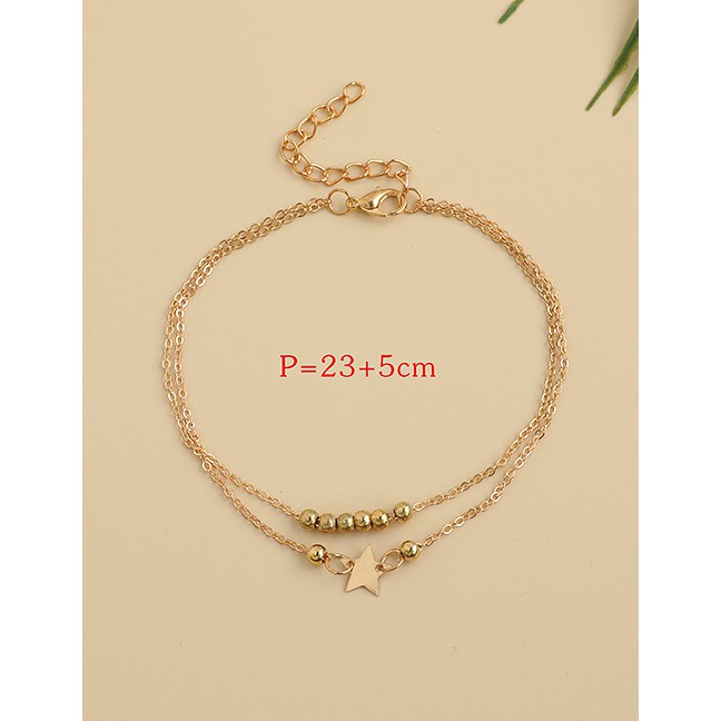 LRC Gelang Kaki Fashion  Color 2-piece Alloy Pineapple Bracelet P03032