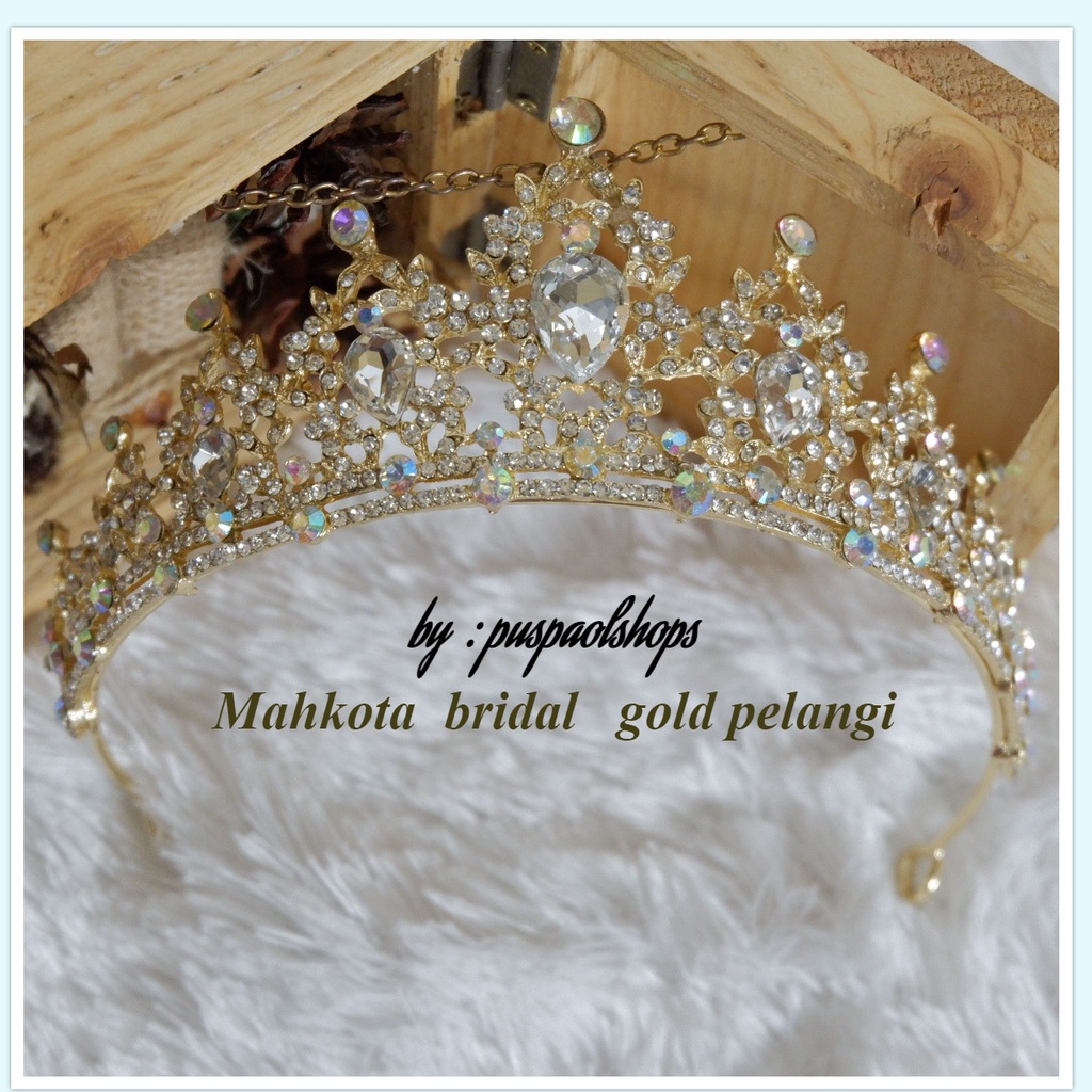 mahkota  tiara  bridal  pelangi  gold
