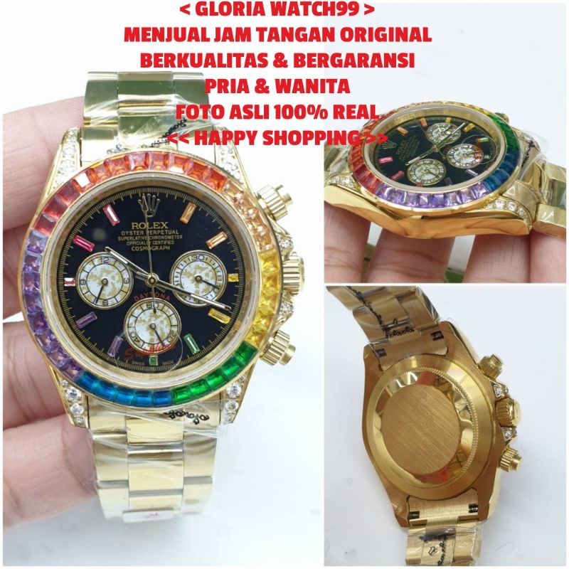 JAM TANGAN ROLEX DAYTONA CHRONOGRAPH DIAMOND RAINBOW SUPER PREMIUM AAA