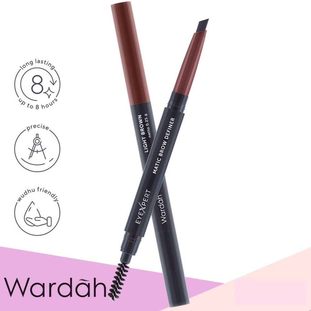 Wardah EyeXpert Matic Brow Definer Eye Brow Eyebrow pencil (pensil alis) Anti Air dan Tahan Lama (VC)