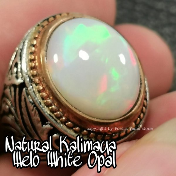 CINCIN BATU AKIK PERMATA NATURAL KALIMAYA KRISTAL WHITE OPAL WELO Ist 07