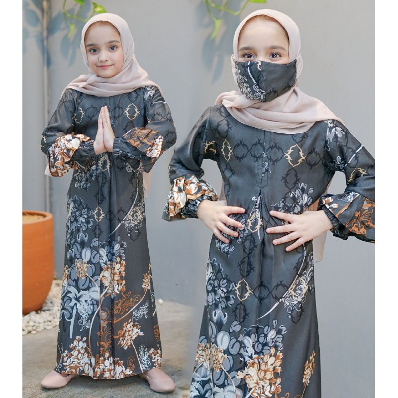 Gamis Anak hasanah Maxi motif Fashion Wanita Muslimah Dress Trendy