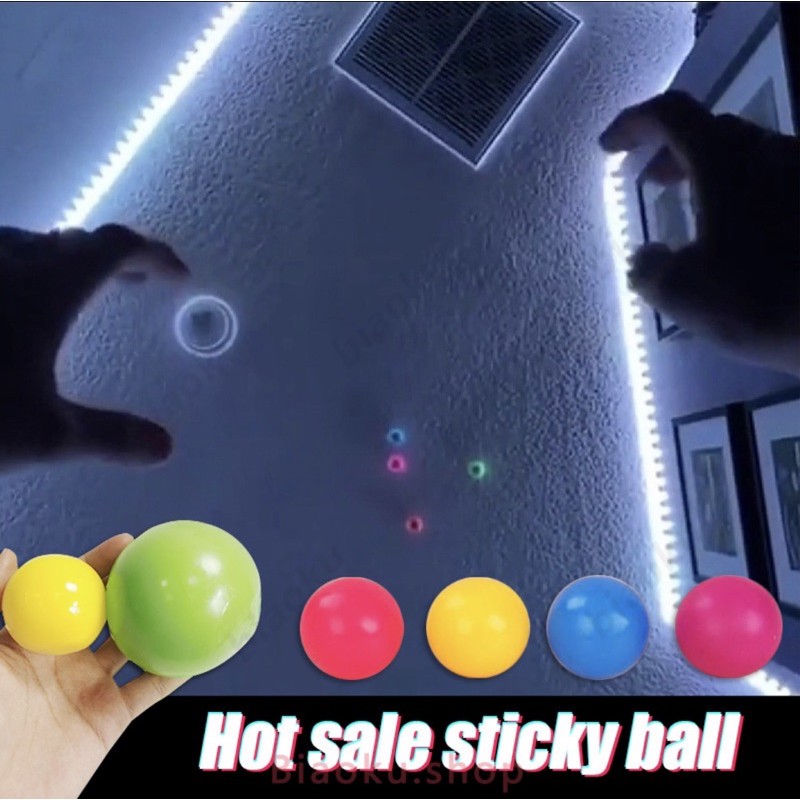 (Viral TikTok) Wall Sticky Ball/Ceiling Ball - 1 paket isi 3 PCS - SQUISY/Glow in the dark/Globbles