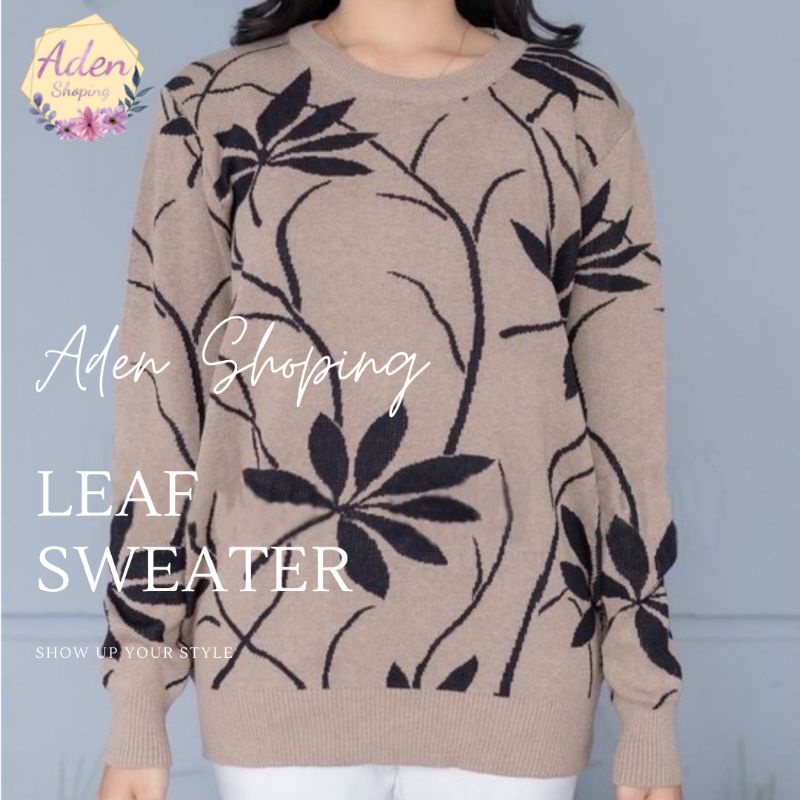 Sweater Rajut Leaf - Sweater Rajut Wanita Motif Daun