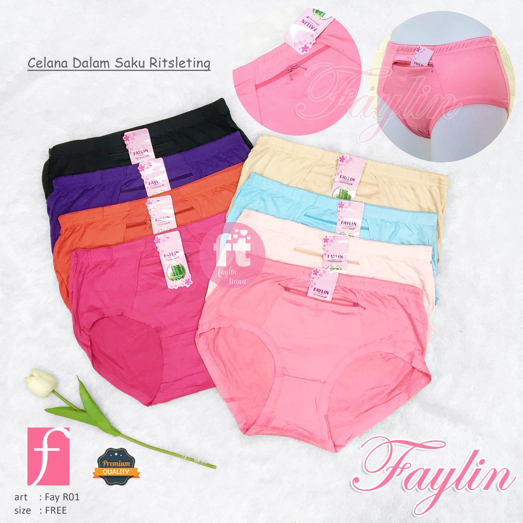 FAYLIN | Celana Dalam Wanita Kantong RITSLETING / Cd Saku RESLETING / BAHAN ADEM LEMBUT/ art Fay R01