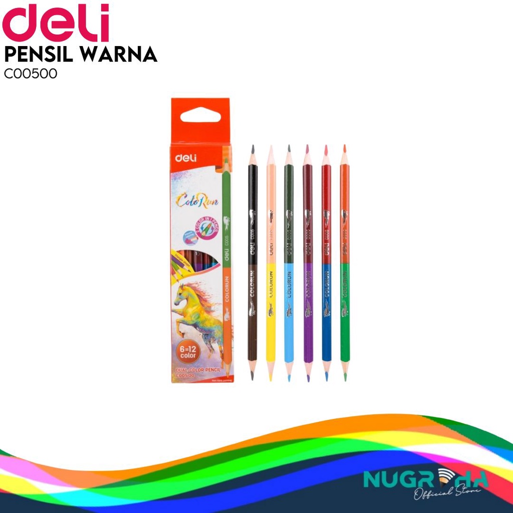 

Colour Pencil / Pensil Warna Deli EC00500 Dual Colour Isi 6