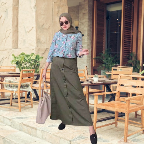 Bawahan Rok // Pakean Wanita // Rok Panjang // ROK Kancing CASUAL BUTTON SKIRT / ROK SPAN / MODEL KANCING KEKINIAN