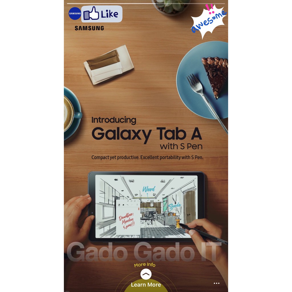 Tablet SAMSUNG GALAXI TAB A With S Pen 2019 8 inch RAM 3GB &amp; eMMC 32GB (GARANSI RESMI)
