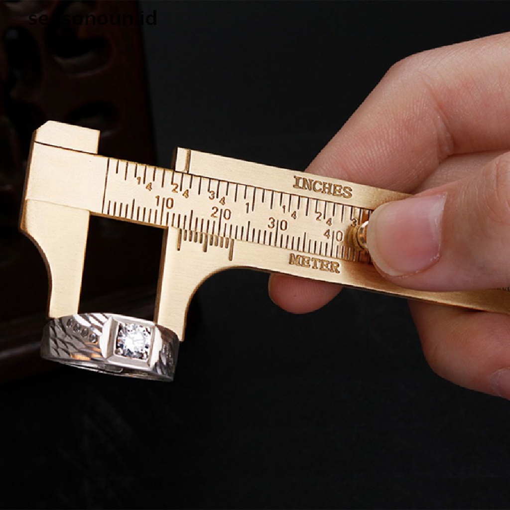 【seasonoun】 Mini Brass Scale 80/100mm Sliding Gauge Vernier Caliper Ruler Pocket Measuring .