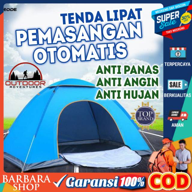 Tenda Camping Kamping Kemah Outdoor / Tenda Pantai Buka Otomatis 2 Orang Anti Air &amp; UV murah