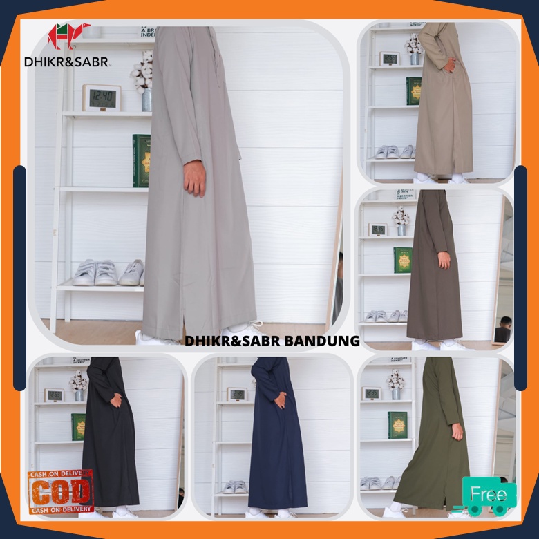 Dhikr & Sabr Jubah Travel Koko Lebaran Gamis Laki Laki Kurta Pria Lengan Panjang