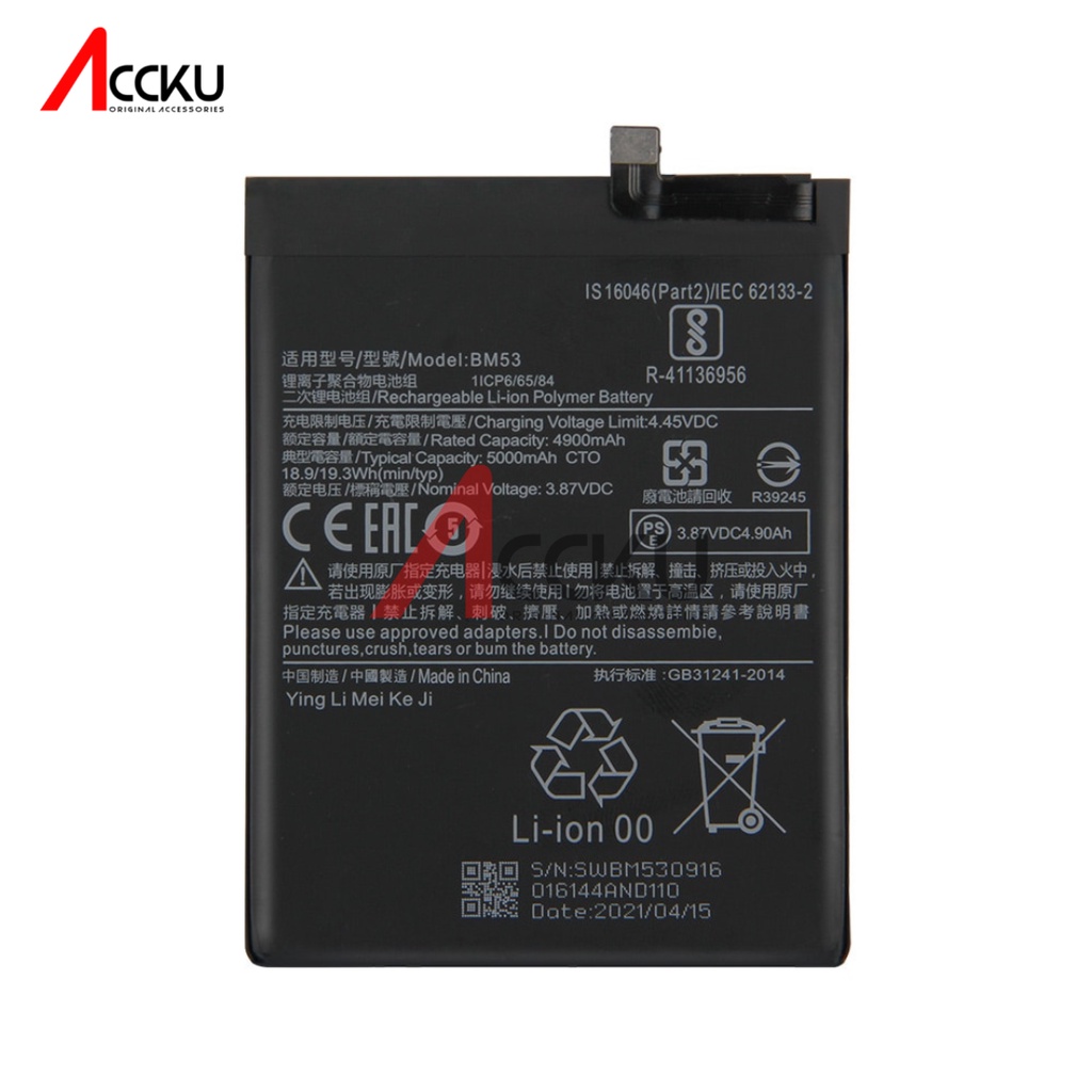 BM53 Original 100%Battery Xiaomi BM53 / Mi 10T / Mi 10T ProBaterai XiaomiMi 10T / Mi 10T Pro / BM53Batere XiaomiBatre XiaomiMi 10T / Mi 10T Pro / BM53