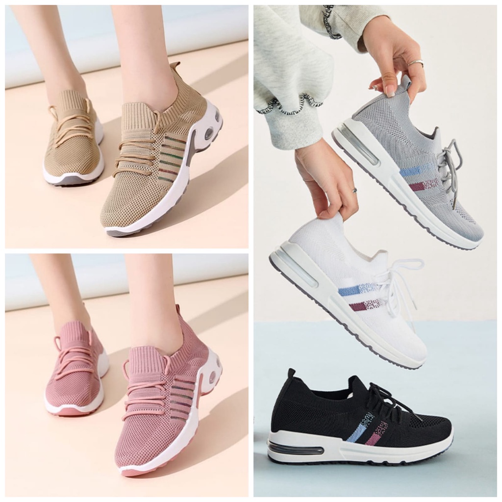 TOPGROSIR &quot;LS&quot; LV0120 Sepatu Sneakers Sport Wanita Garis 2/6 Warna Import