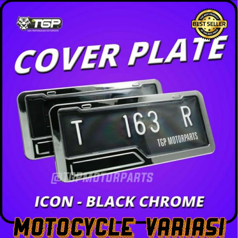 Cover tempat plat nomor motor TGP icon black chrome universal