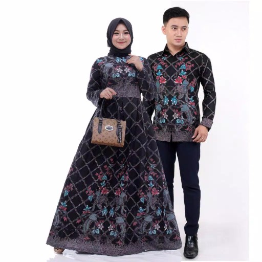 Maura Cople - Sania Ruffle Batik Cople Jazzy Gamis Syari -gamis Kerah Jazz