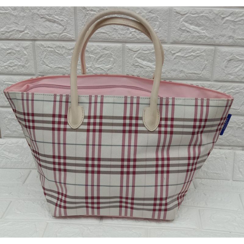 preloved tote bag burberry authentic (blue label)