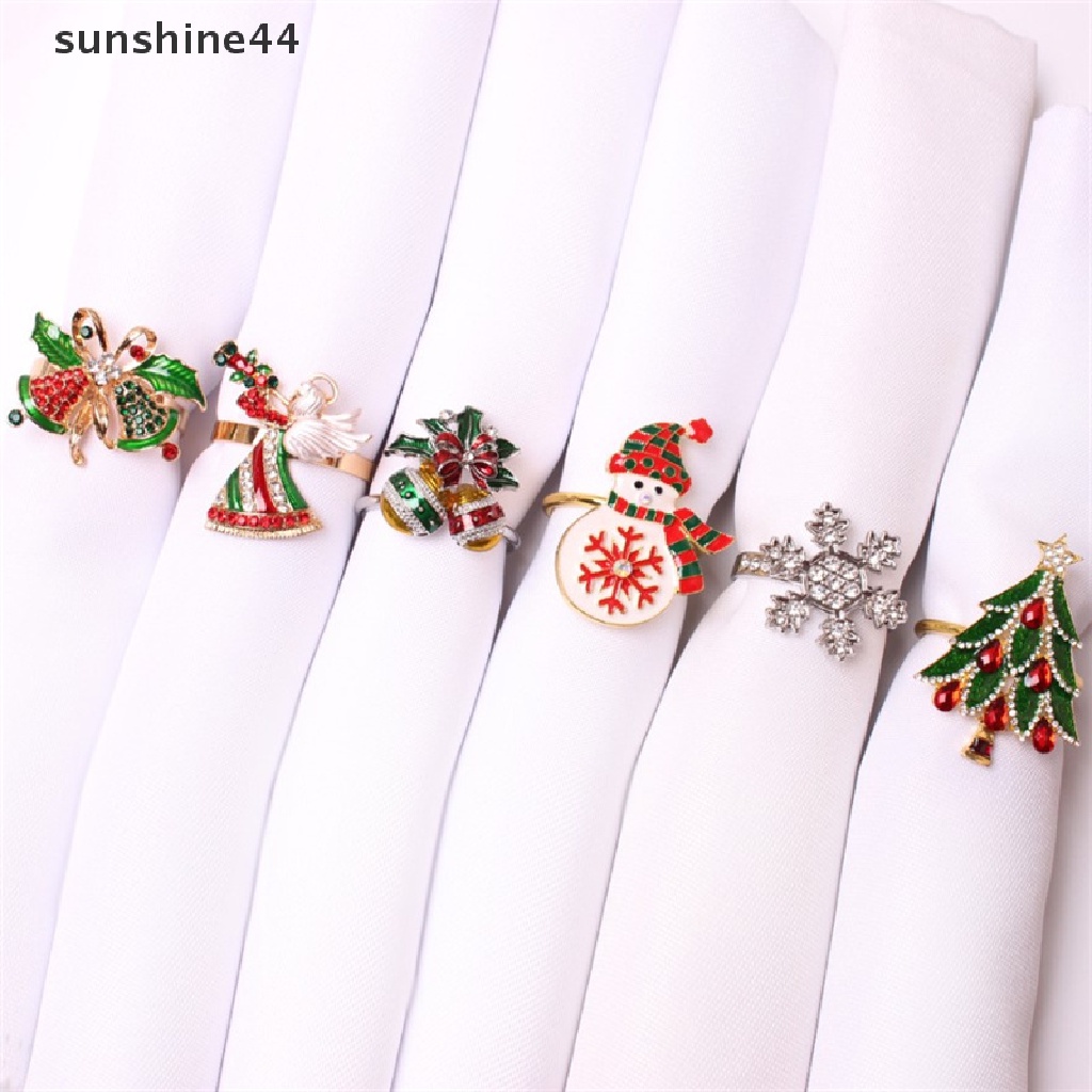 Sunshine Cincin Serbet Makan Bahan Metal Motif Rusa Natal Untuk Dekorasi Meja