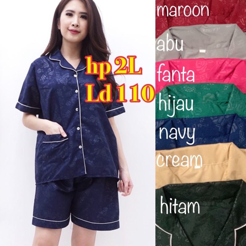 baju tidur pajamas emboss celana pendek ld 110 2L xl