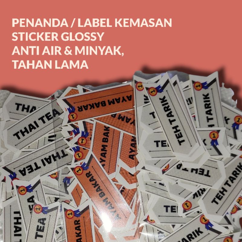 

Sticker Label Kemasan Glossy Anti Air 50pcs | Label Ayam Bakar | Label Thai tea | Label Teh Tarik